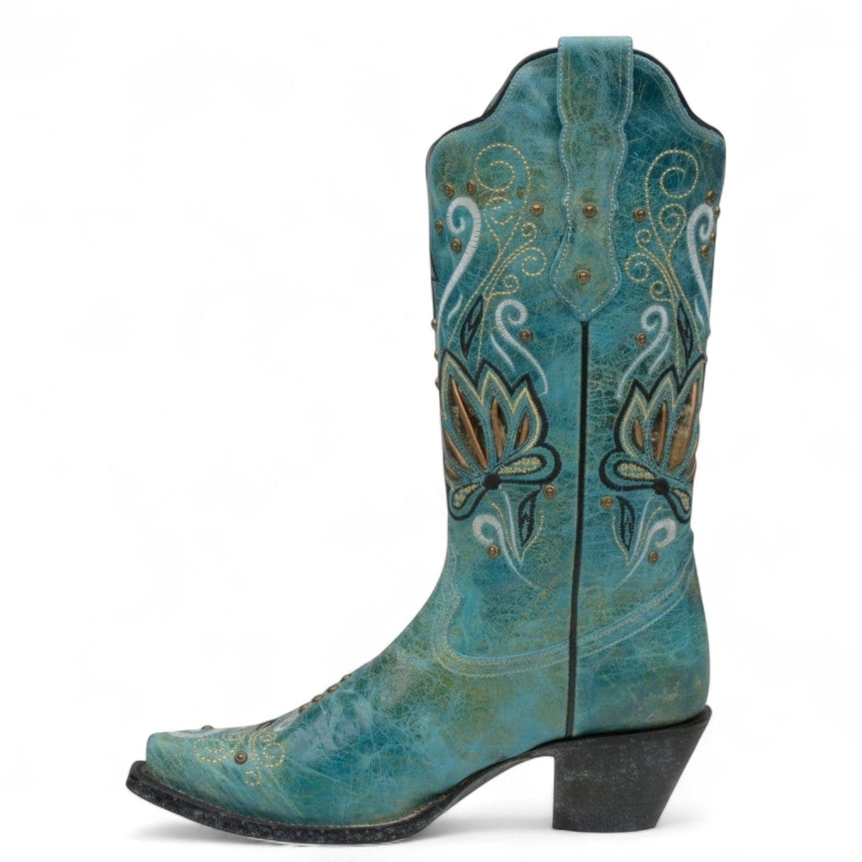Rudel & Co. Boots Women's Needles Genuine Leather Snip Toe Boots Turquoise Color- Ive West