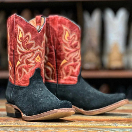 Tanner Mark Boots Boots Black / 7 Tanner Mark Kid's Leather Square Toe Boots - The Wheeler
