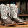 Tanner Mark Boots Boots Brown / 7 Tanner Mark Kid's Ostrich Print Square Toe Boots - Shane