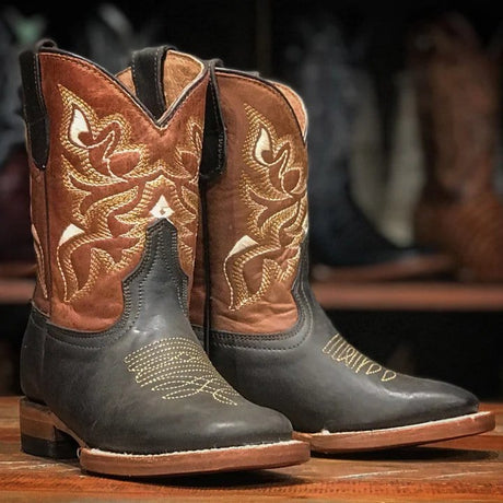 Tanner Mark Boots Boots Chocolate / 7 Tanner Mark Kid's Leather Square Toe Boots - Parker