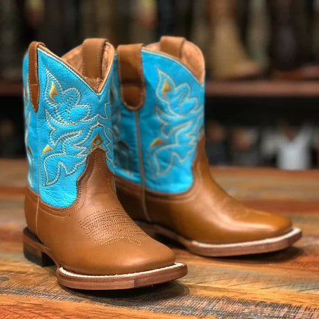 Tanner Mark Boots Boots Honey / 7 Tanner Mark Kid's Leather Square Toe Boots - Aubrey
