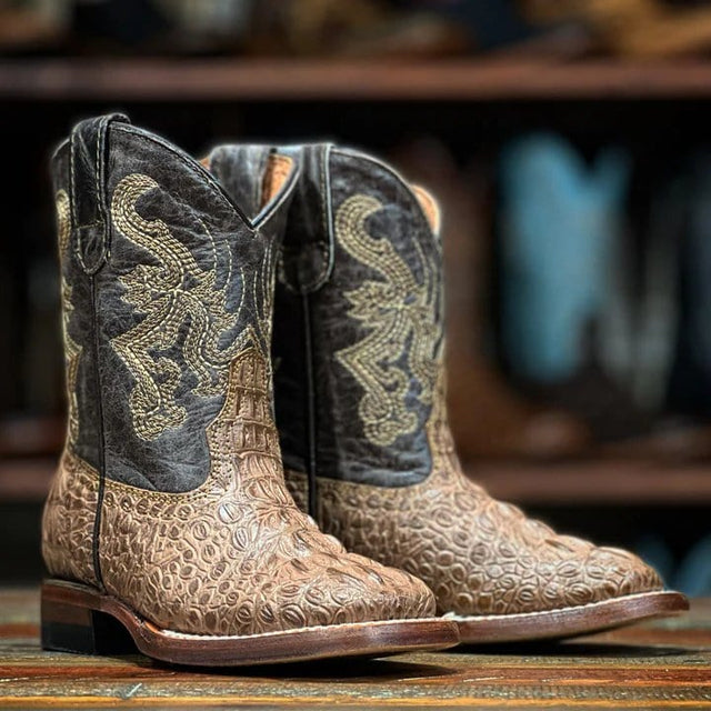Tanner Mark Boots Boots Oryx / 7 Tanner Mark Kid's Gator Print Square Toe Boots - Decker