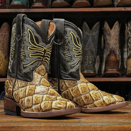 Tanner Mark Boots Boots Oryx / 7 Tanner Mark Kid's Monster Fish Print Square Toe Boots - Billy