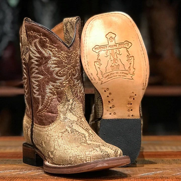 Tanner Mark Boots Boots Tanner Mark Kid's Carunga Lizard Print Square Toe Boots - Little Monster