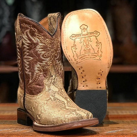 Tanner Mark Boots Boots Tanner Mark Kid's Carunga Lizard Print Square Toe Boots - Little Monster