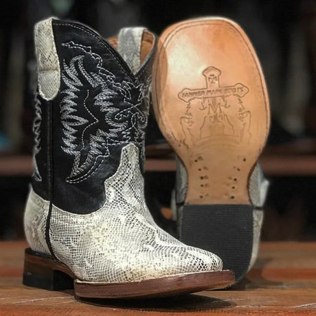 Tanner Mark Boots Boots Tanner Mark Kid's Carunga Lizard Print Square Toe Boots - Temple
