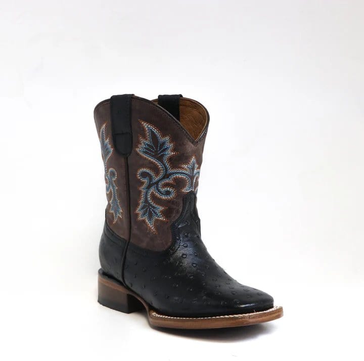 Tanner Mark Boots Boots Tanner Mark Kid's Ostrich Print Square Toe Boots - Duke