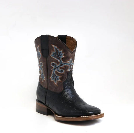 Tanner Mark Boots Boots Tanner Mark Kid's Ostrich Print Square Toe Boots - Duke