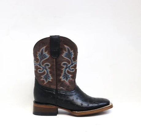 Tanner Mark Boots Boots Tanner Mark Kid's Ostrich Print Square Toe Boots - Duke