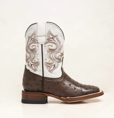 Tanner Mark Boots Boots Tanner Mark Kid's Ostrich Print Square Toe Boots - Shane