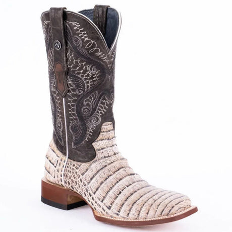 Tanner Mark Boots Boots Tanner Mark Men's Print Caiman Belly Square Toe Boots Natural TM205569
