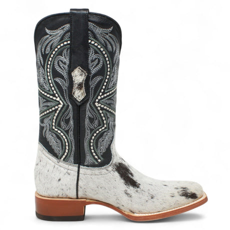 Tanner Mark Boots Boots Tanner Mark Men's Square Toe Leather Boots Black & White Hair Cowhide TM205579