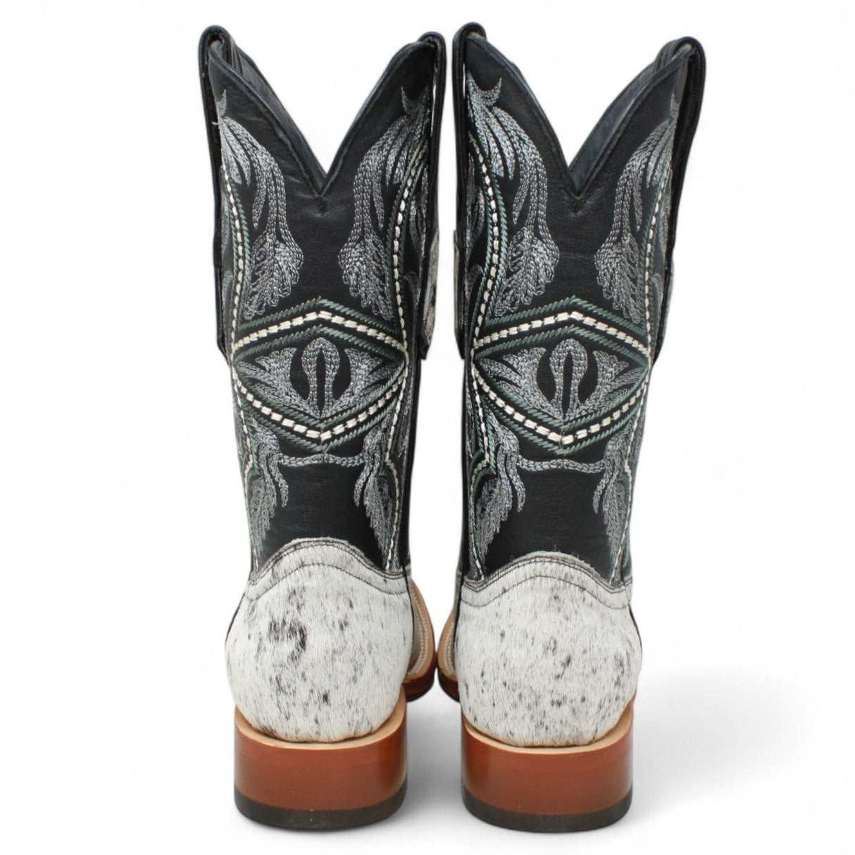 Tanner Mark Boots Boots Tanner Mark Men's Square Toe Leather Boots Black & White Hair Cowhide TM205579