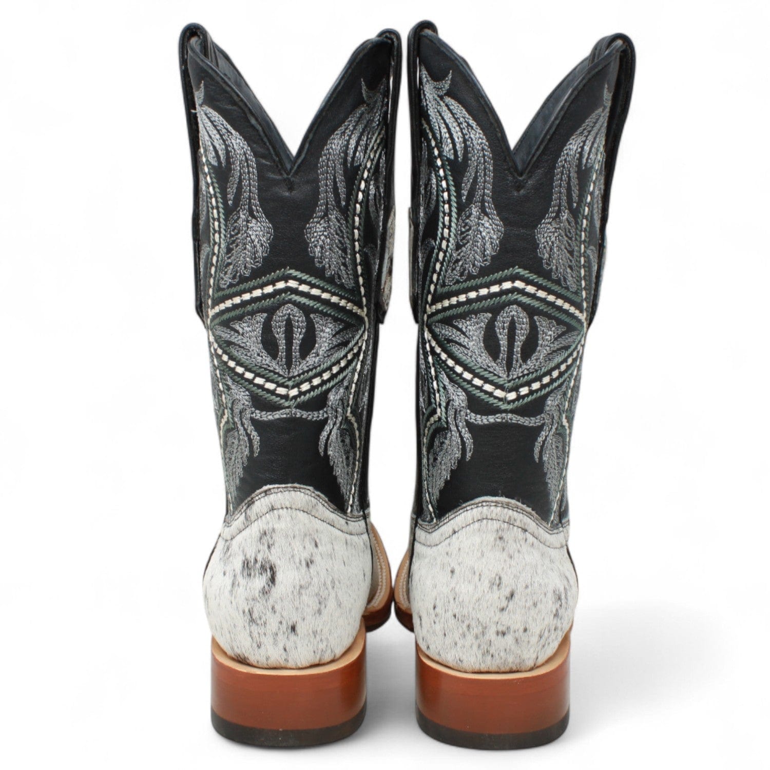 Tanner Mark Boots Boots Tanner Mark Men's Square Toe Leather Boots Black & White Hair Cowhide TM205579
