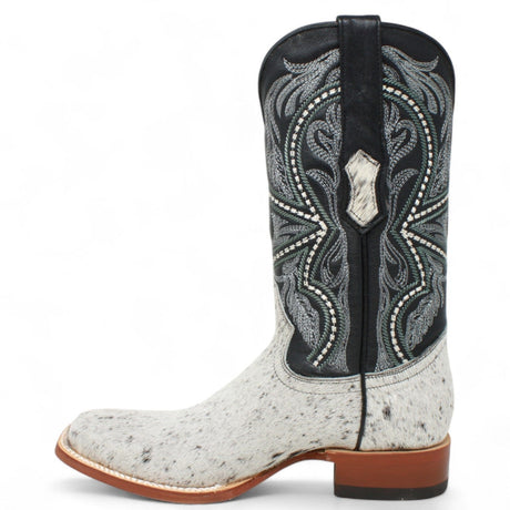 Tanner Mark Boots Boots Tanner Mark Men's Square Toe Leather Boots Black & White Hair Cowhide TM205579