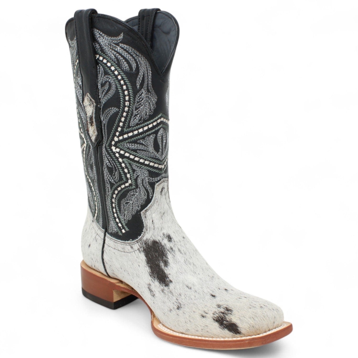 Tanner Mark Boots Boots Tanner Mark Men's Square Toe Leather Boots Black & White Hair Cowhide TM205579