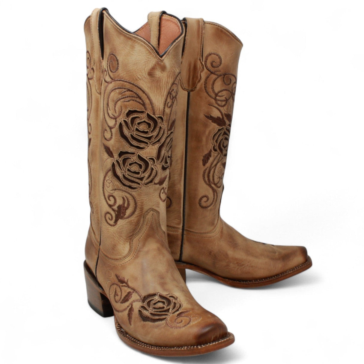 Tanner Mark Boots Boots Tanner Mark Women's McAllen Leather Square Toe Boots Sand TML205062