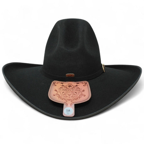 Tombstone Hats Tombstone 20X Cowboy Felt Hat High Crown Shape Cassidy - Black