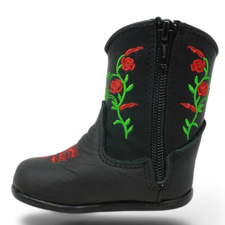 White Diamonds Boots Boots Genuine Leather Baby Girl Boots Round Toe with Flowers