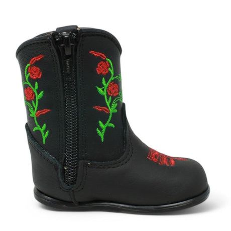 White Diamonds Boots Boots Genuine Leather Baby Girl Boots Round Toe with Flowers