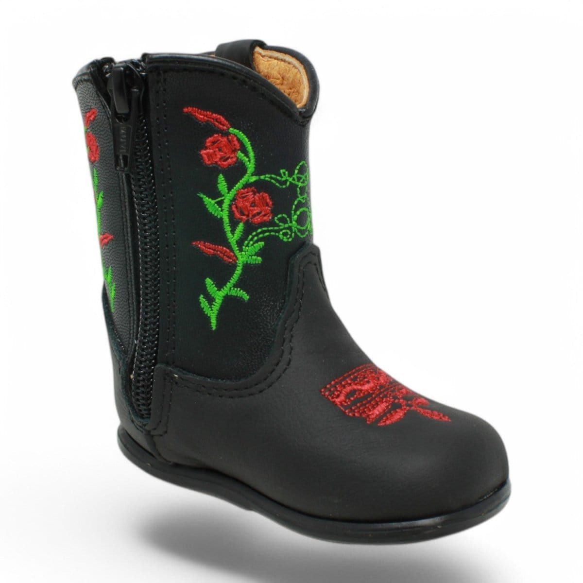 White Diamonds Boots Boots Genuine Leather Baby Girl Boots Round Toe with Flowers