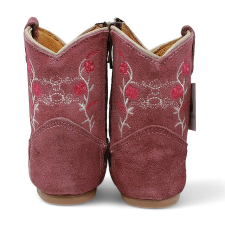 White Diamonds Boots Boots Genuine Leather Baby Girl Boots Round Toe with Flowers