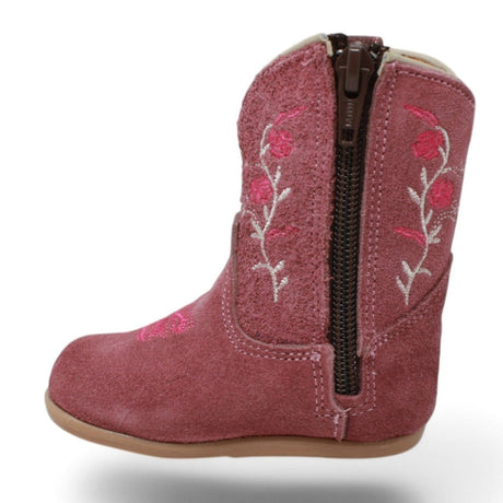White Diamonds Boots Boots Genuine Leather Baby Girl Boots Round Toe with Flowers