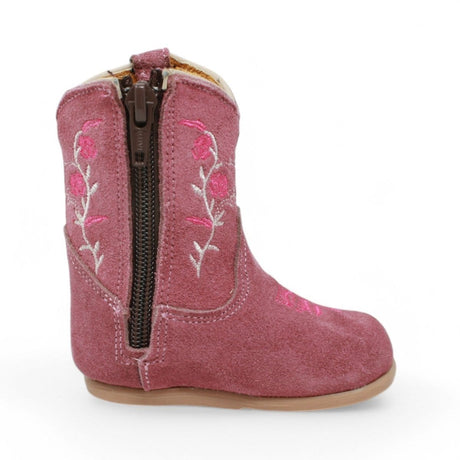 White Diamonds Boots Boots Genuine Leather Baby Girl Boots Round Toe with Flowers
