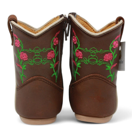 White Diamonds Boots Boots Genuine Leather Baby Girl Boots Round Toe with Flowers