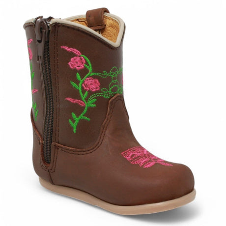 White Diamonds Boots Boots Genuine Leather Baby Girl Boots Round Toe with Flowers