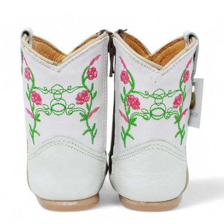 White Diamonds Boots Boots Genuine Leather Baby Girl Boots Round Toe with Flowers