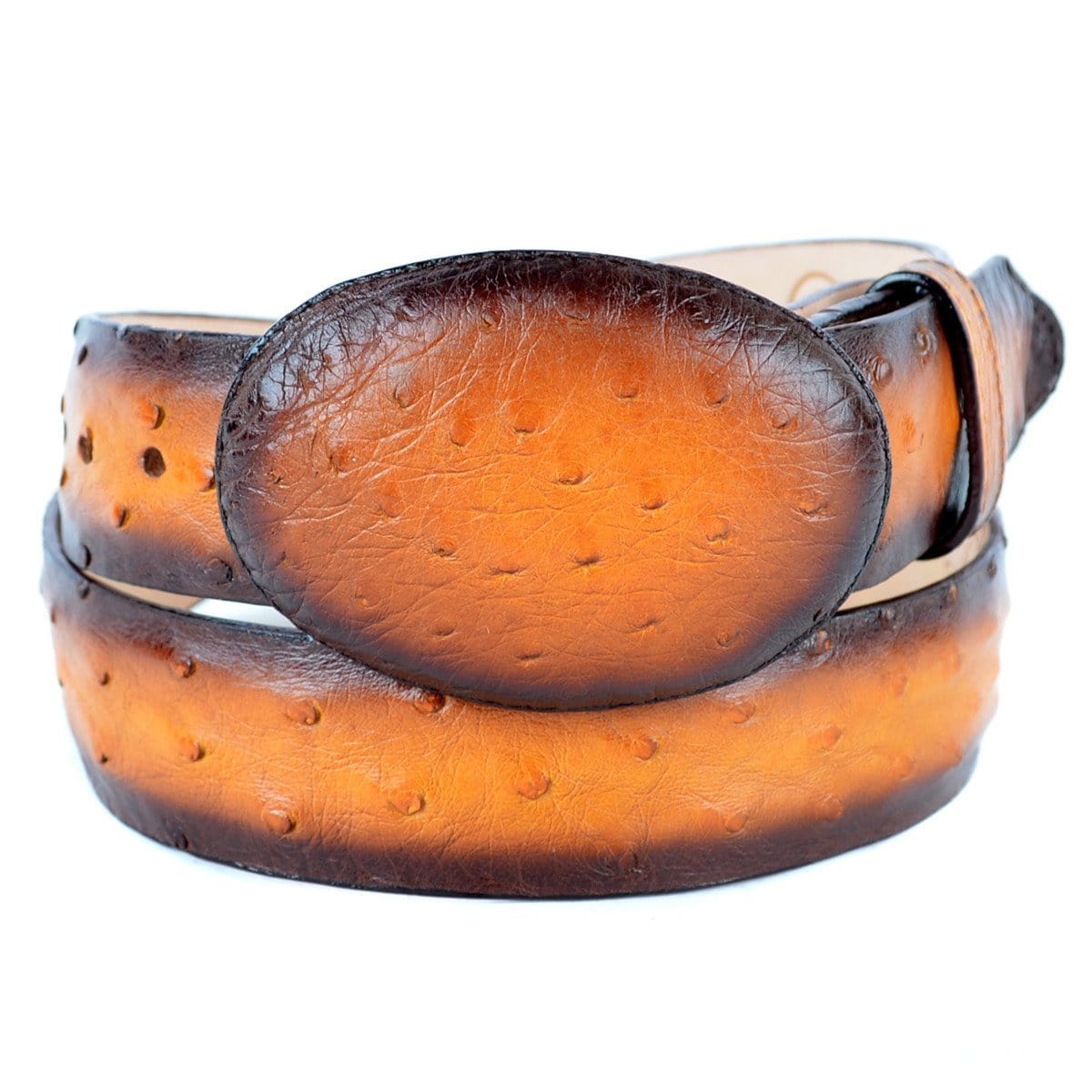 Genuine Ostrich Skin Cowboy Belt Faded Buttercup Color - Los Altos Boots