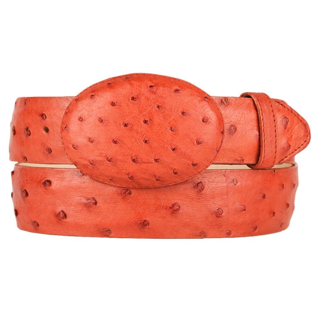 Genuine Ostrich Skin Cowboy Belt Cognac Color - Los Altos Boots