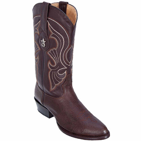 Western Genuine Bull Shoulder Skin Round Toe Boots Brown Color - Los Altos Boots - Side View