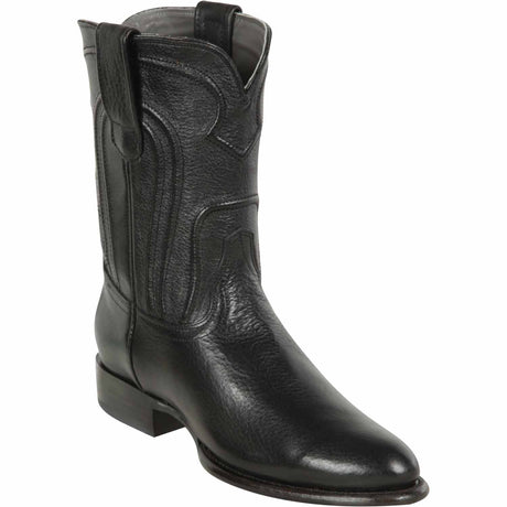 Western Genuine Belmont Leather Roper Toe Boots Black Color - Los Altos Boots - Side View