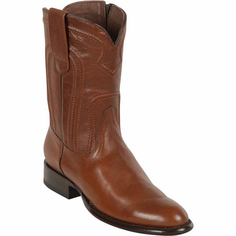 Western Genuine Belmont Leather Roper Toe Boots With Zipper Brown Color - Los Altos Boots - Side View