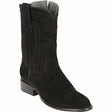 Western Genuine Suede Roper Toe Boots Black Color - Los Altos Boots - Side View