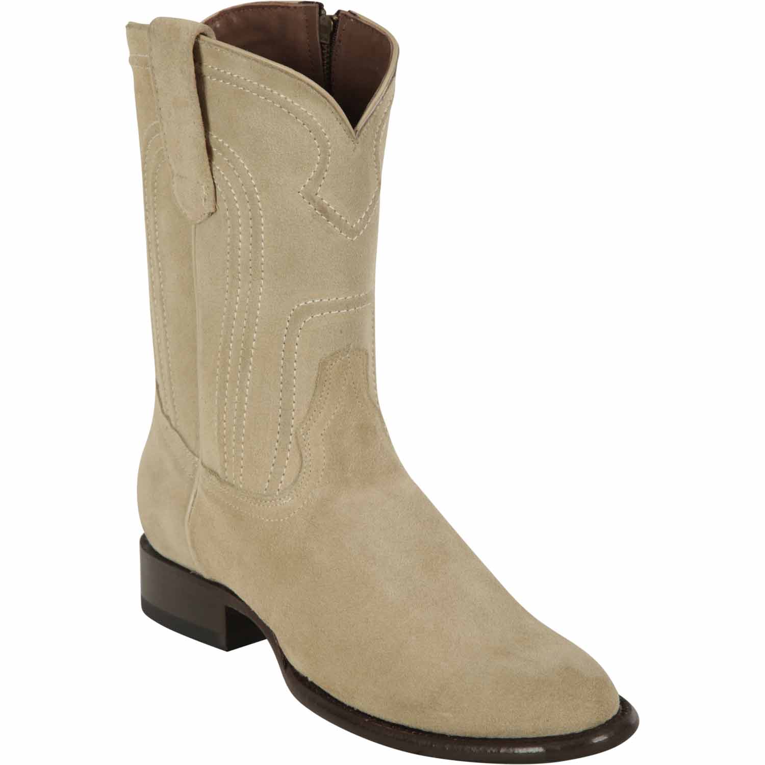 Western Genuine Suede Roper Toe Boots Oryx Color - Los Altos Boots - Side View