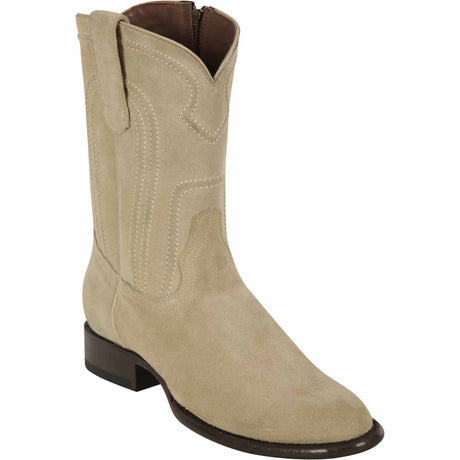 Western Genuine Suede Roper Toe Boots Oryx Color - Los Altos Boots - Side View