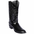Western Genuine Chameleon Leather Round Toe Boots Black Color - Los Altos Boots - Side View