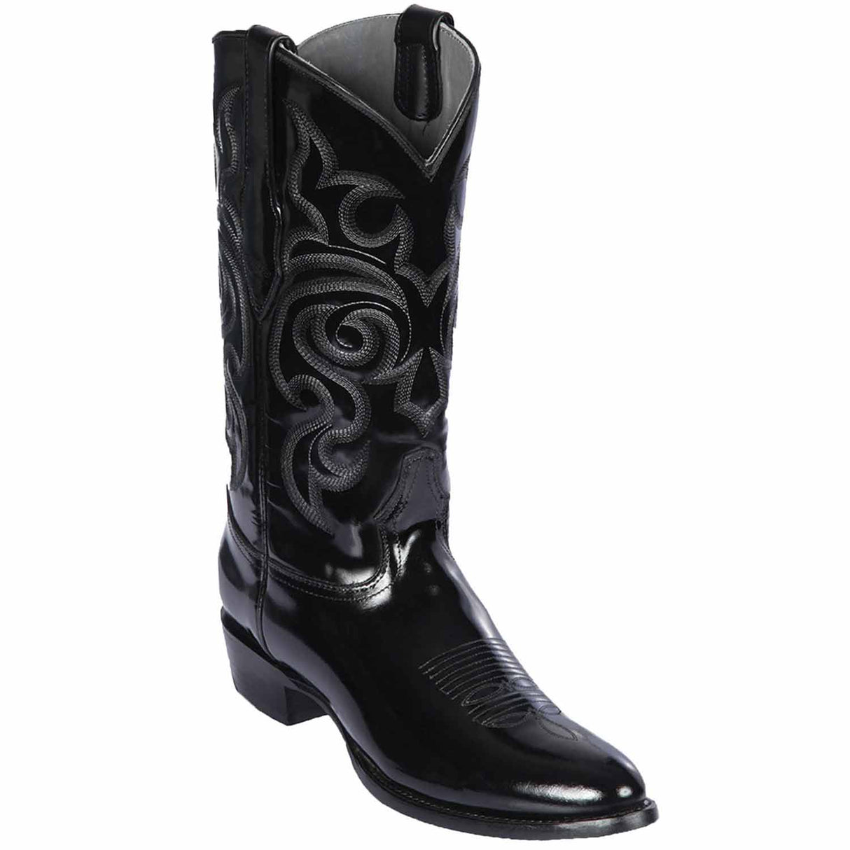 Western Genuine Chameleon Leather Round Toe Boots Black Color - Los Altos Boots - Side View