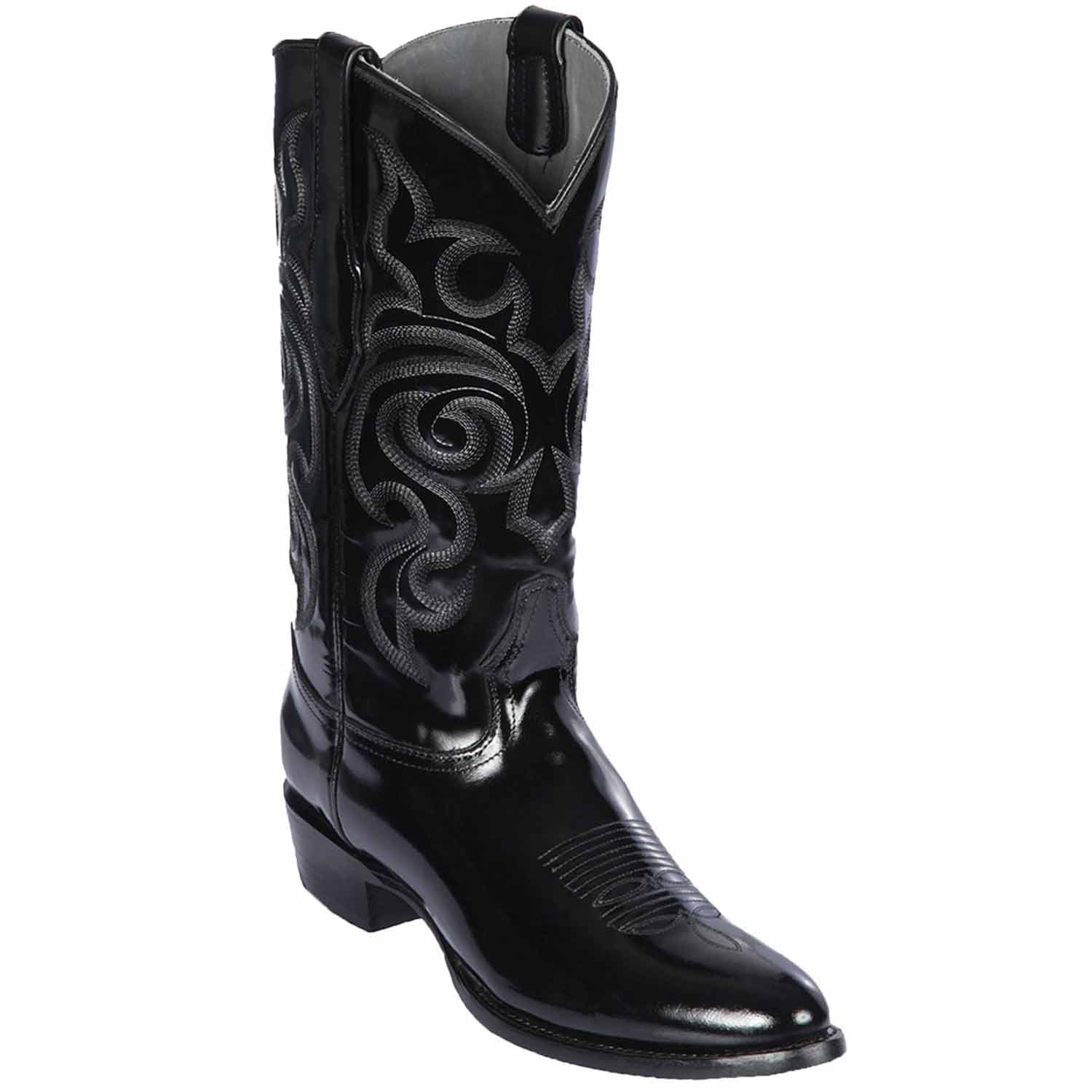 Western Genuine Chameleon Leather Round Toe Boots Black Color - Los Altos Boots - Side View
