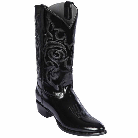 Western Genuine Chameleon Leather Round Toe Boots Black Color - Los Altos Boots - Side View