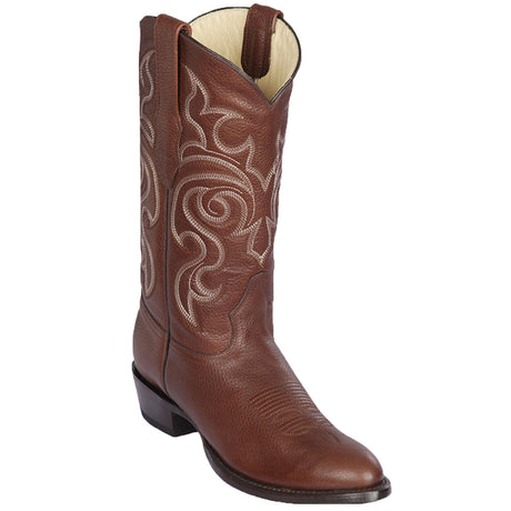 Western Genuine Grisly Leather Round Toe Boots Brown Color - Los Altos Boots - Side View