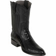 Western Genuine Ostrich Leg Skin Roper Toe Boots Black Color - Los Altos Boots - Side View