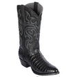 Western Genuine Caiman Belly Round Toe Boots Black Color - Los Altos Boots - Side View