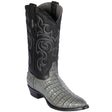 Western Genuine Caiman Belly Round Toe Boots Gray Color - Los Altos Boots - Side View