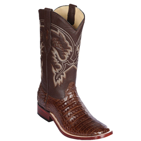 Los Altos Boots Boots Men's Genuine Caiman Belly Skin Rodeo Wide Square Toe Boots Brown Color - Los Altos Boots