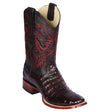 Los Altos Boots Boots Men's Genuine Caiman Belly Skin Rodeo Wide Square Toe Boots Black Cherry Color - Los Altos Boots