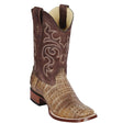 Los Altos Boots Boots Men's Genuine Caiman Belly Skin Rodeo Wide Square Toe Boots Sahara Stone Color - Los Altos Boots